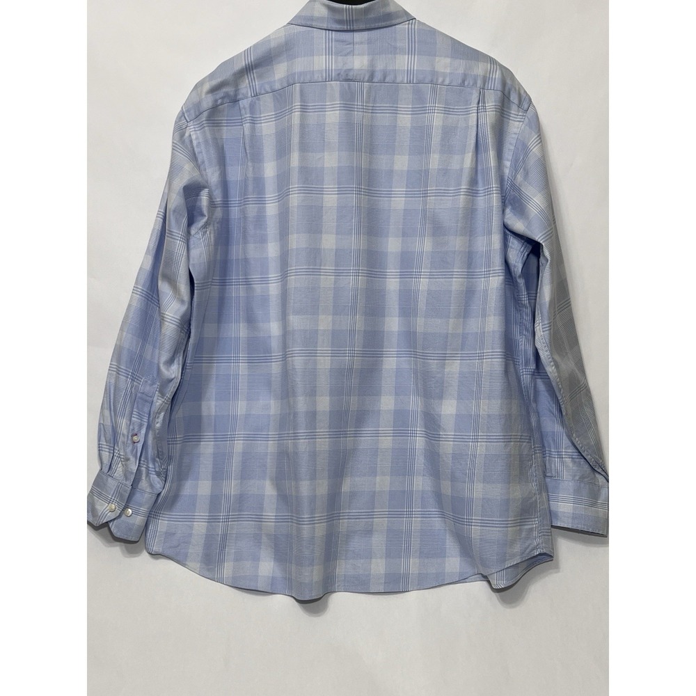 Tommy Bahama Men Size 17 34-35 Plaid Long Sleeve Button Shirt Baby Blue - Picture 5 of 7